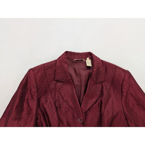 Trevan Women's Blazer Jacket Size 12 Maroon Red Crinkle Texutred Evening - Picture 3 of 16